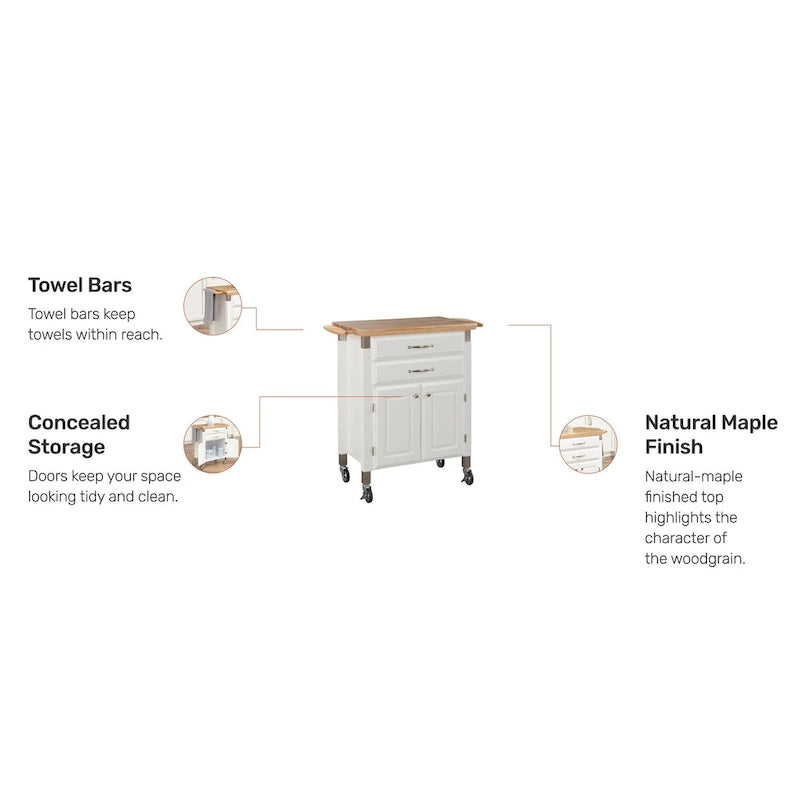 Chariot de cuisine Homestyles Dolly Madison avec plateau en bois