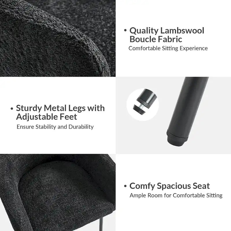 Chaise de salle à manger moderne Amos en bouclette avec pieds réglables par HULALA HOME