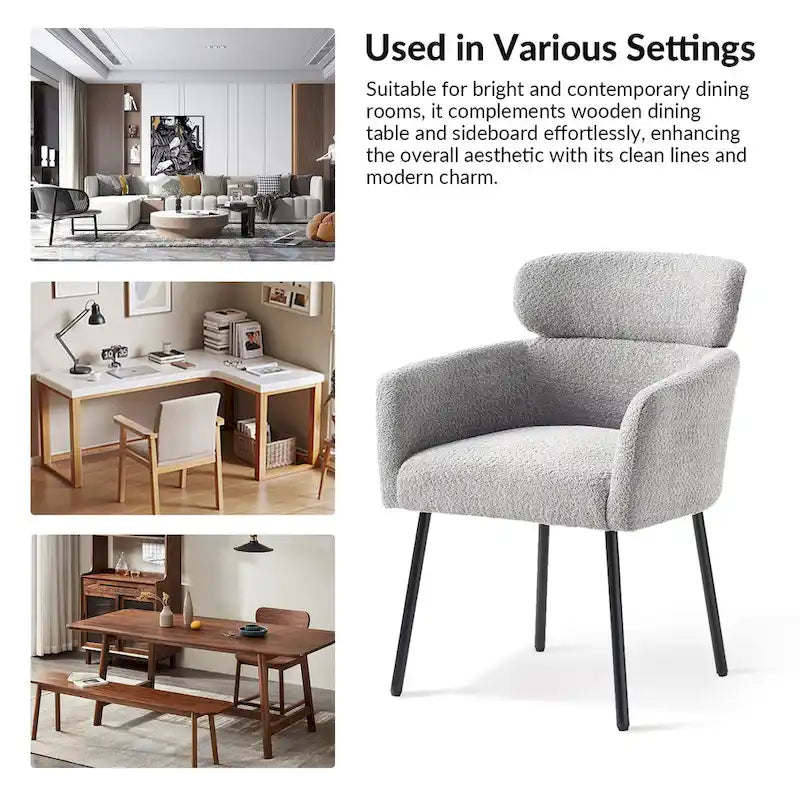 Chaise de salle à manger moderne Amos en bouclette avec pieds réglables par HULALA HOME