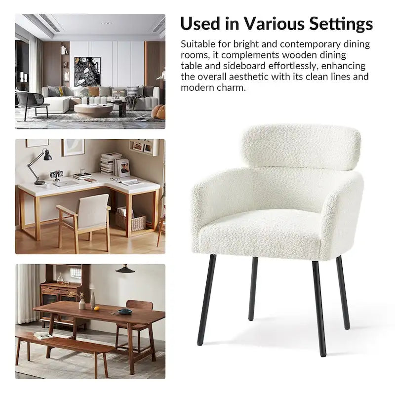 Chaise de salle à manger moderne Amos en bouclette avec pieds réglables par HULALA HOME