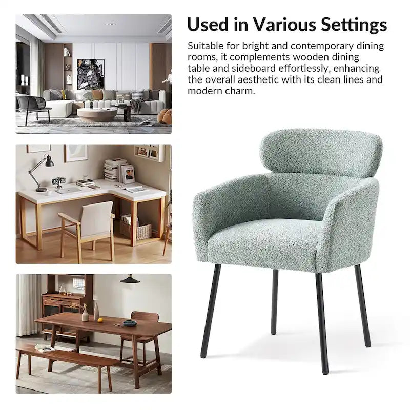 Chaise de salle à manger moderne Amos en bouclette avec pieds réglables par HULALA HOME