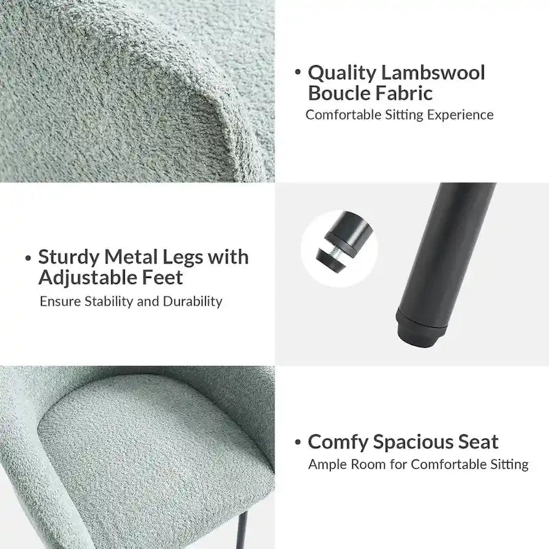 Chaise de salle à manger moderne Amos en bouclette avec pieds réglables par HULALA HOME