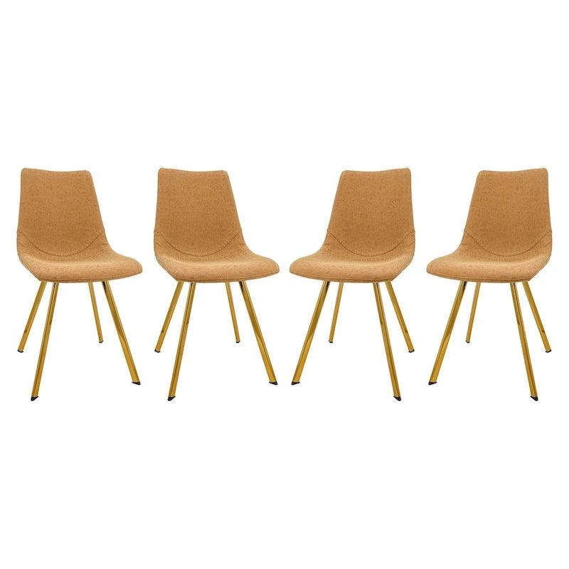 Ensemble de 4 chaises de salle à manger en cuir Markley avec pieds en métal doré, chaise d'appoint moderne