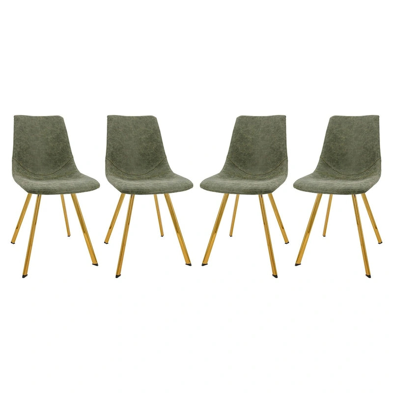 Ensemble de 4 chaises de salle à manger en cuir Markley avec pieds en métal doré, chaise d'appoint moderne