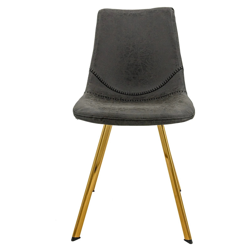 Ensemble de 4 chaises de salle à manger en cuir Markley avec pieds en métal doré, chaise d'appoint moderne