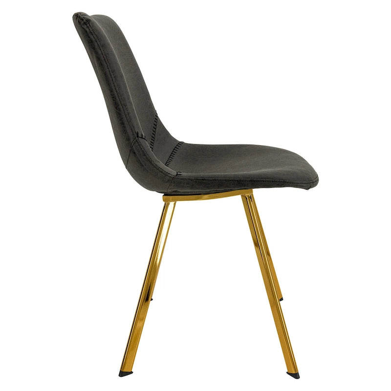 Ensemble de 4 chaises de salle à manger en cuir Markley avec pieds en métal doré, chaise d'appoint moderne