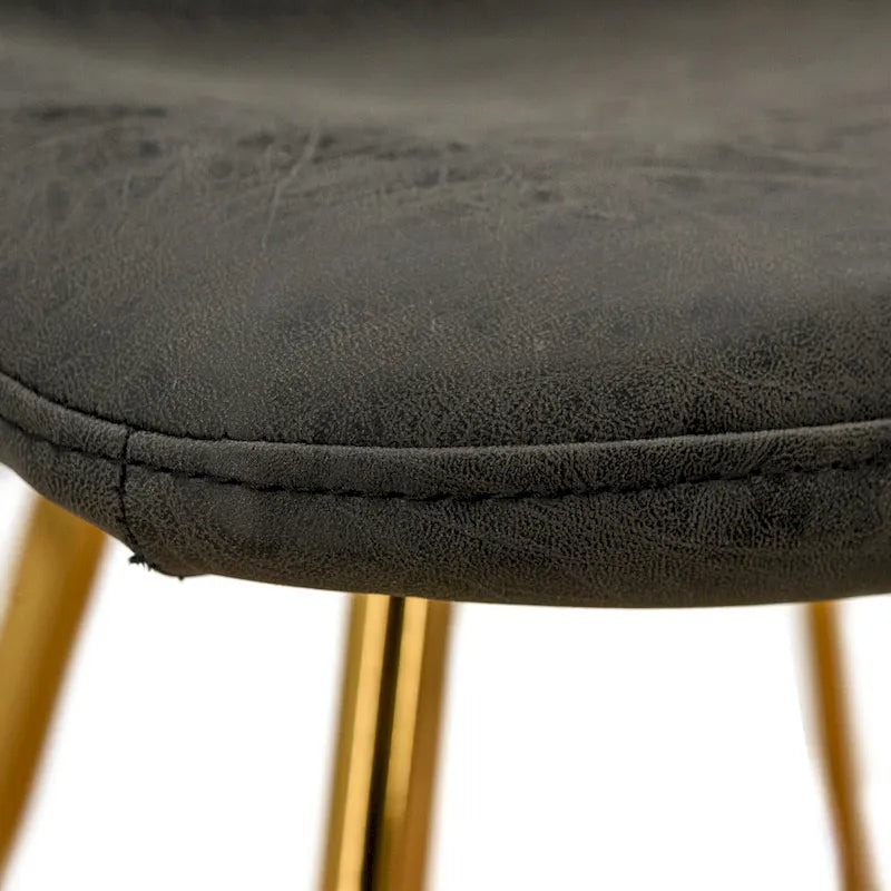Ensemble de 4 chaises de salle à manger en cuir Markley avec pieds en métal doré, chaise d'appoint moderne