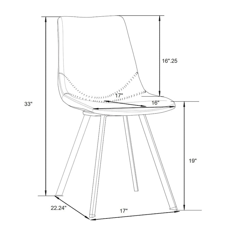 Ensemble de 4 chaises de salle à manger en cuir Markley avec pieds en métal doré, chaise d'appoint moderne