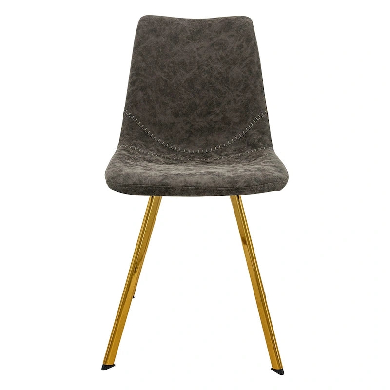 Ensemble de 4 chaises de salle à manger en cuir Markley avec pieds en métal doré, chaise d'appoint moderne