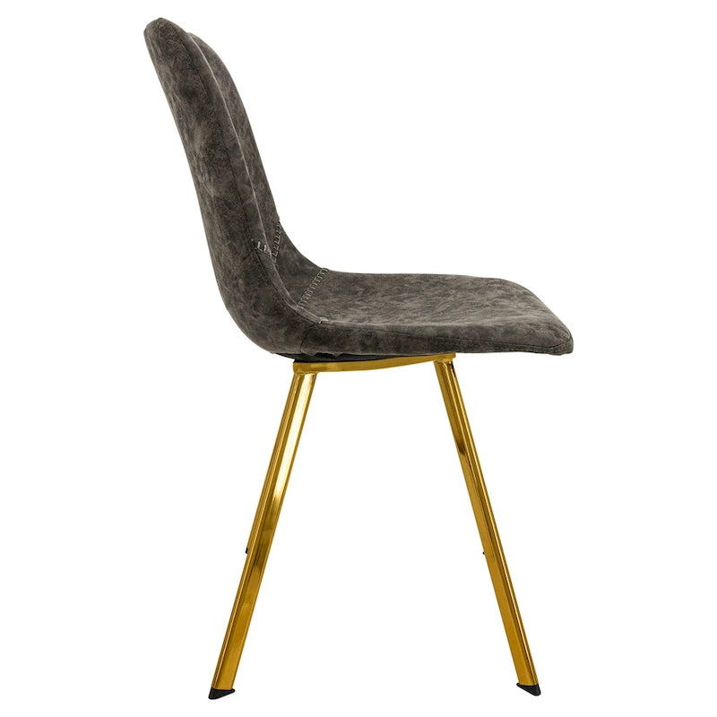 Ensemble de 4 chaises de salle à manger en cuir Markley avec pieds en métal doré, chaise d'appoint moderne