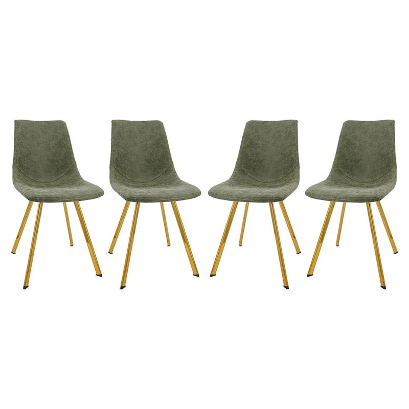 Ensemble de 4 chaises de salle à manger en cuir Markley avec pieds en métal doré, chaise d'appoint moderne