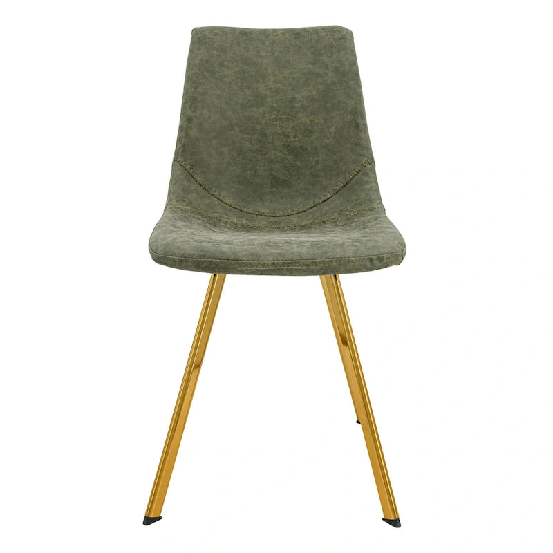 Ensemble de 4 chaises de salle à manger en cuir Markley avec pieds en métal doré, chaise d'appoint moderne