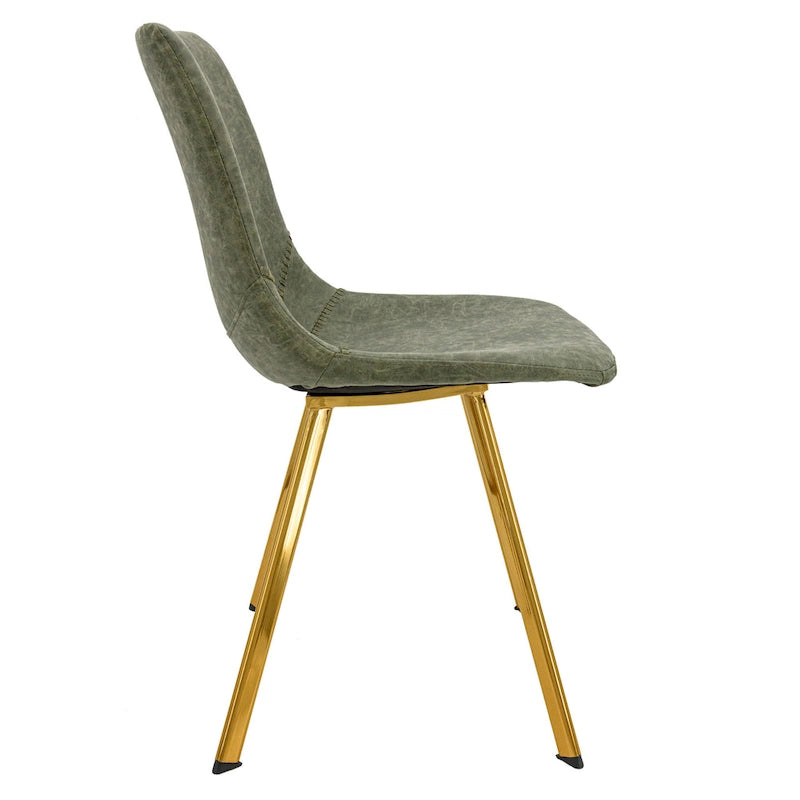 Ensemble de 4 chaises de salle à manger en cuir Markley avec pieds en métal doré, chaise d'appoint moderne