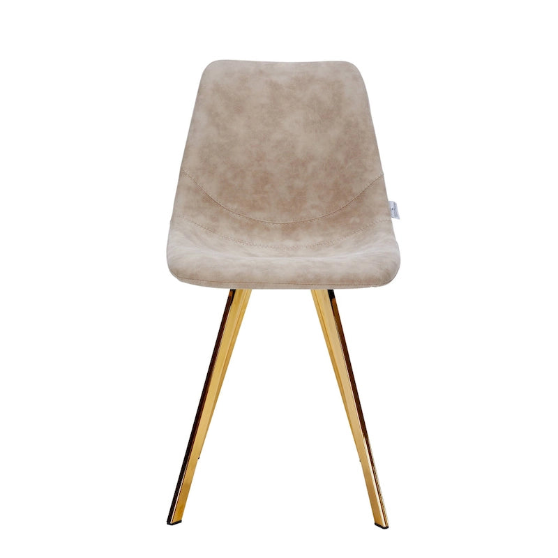 Ensemble de 4 chaises de salle à manger en cuir Markley avec pieds en métal doré, chaise d'appoint moderne