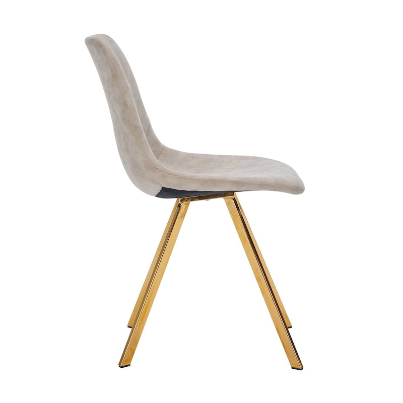 Ensemble de 4 chaises de salle à manger en cuir Markley avec pieds en métal doré, chaise d'appoint moderne