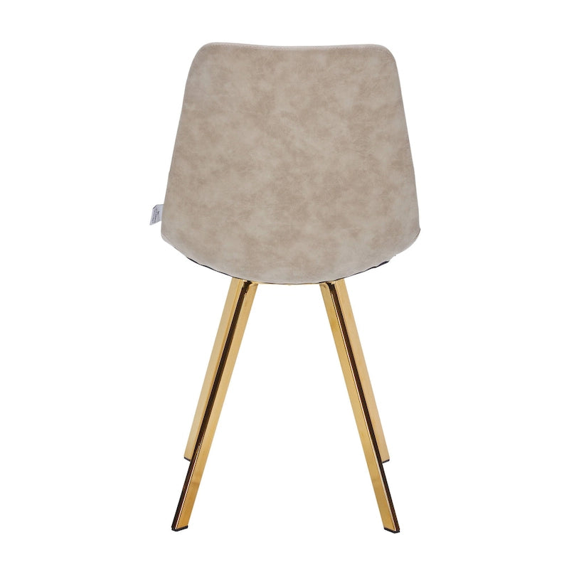 Ensemble de 4 chaises de salle à manger en cuir Markley avec pieds en métal doré, chaise d'appoint moderne