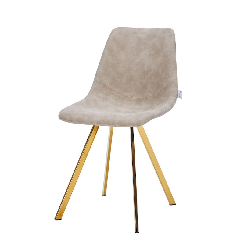Ensemble de 4 chaises de salle à manger en cuir Markley avec pieds en métal doré, chaise d'appoint moderne