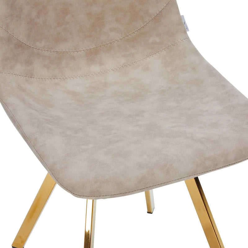 Ensemble de 4 chaises de salle à manger en cuir Markley avec pieds en métal doré, chaise d'appoint moderne