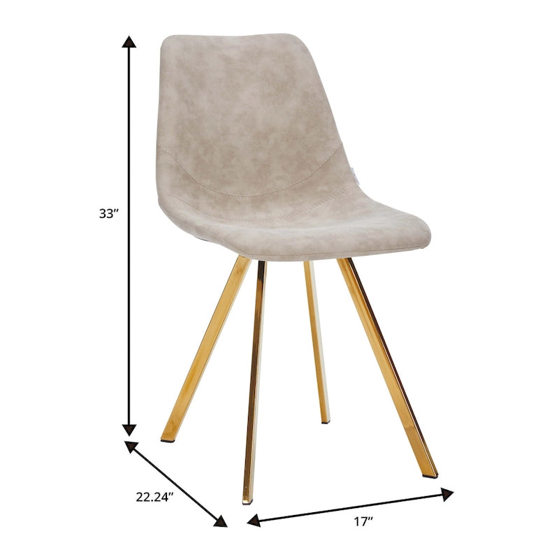 Ensemble de 4 chaises de salle à manger en cuir Markley avec pieds en métal doré, chaise d'appoint moderne