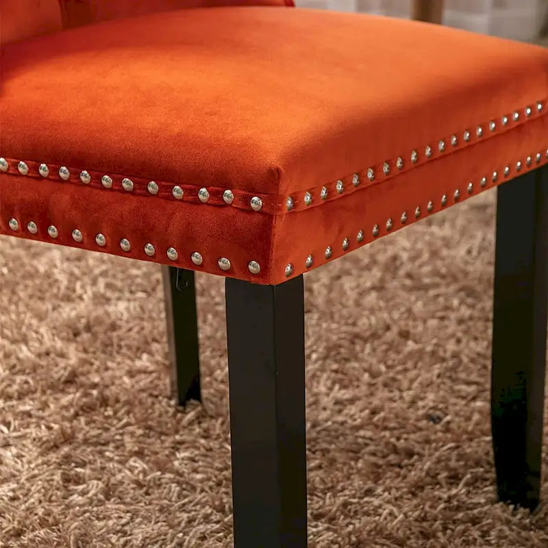 Ensemble de 2 chaises de salle à manger, fauteuil d'appoint capitonné sans accoudoirs avec anneau de dossier et garniture cloutée