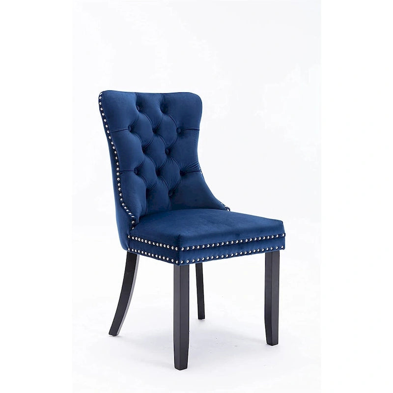 Ensemble de 2 chaises de salle à manger, fauteuil d'appoint capitonné sans accoudoirs avec anneau de dossier et garniture cloutée