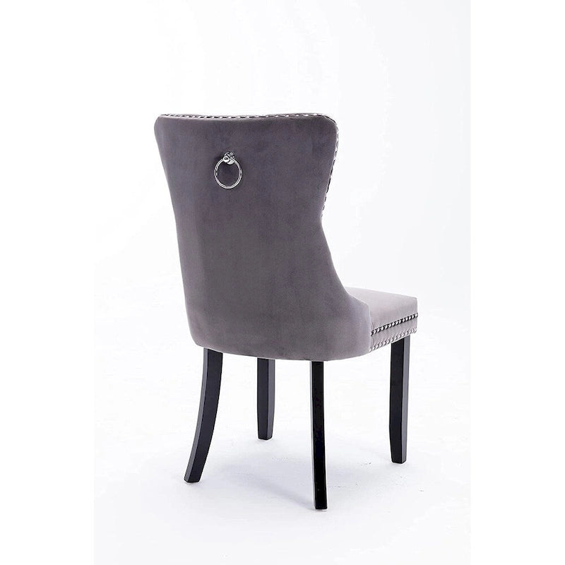 Ensemble de 2 chaises de salle à manger, fauteuil d'appoint capitonné sans accoudoirs avec anneau de dossier et garniture cloutée