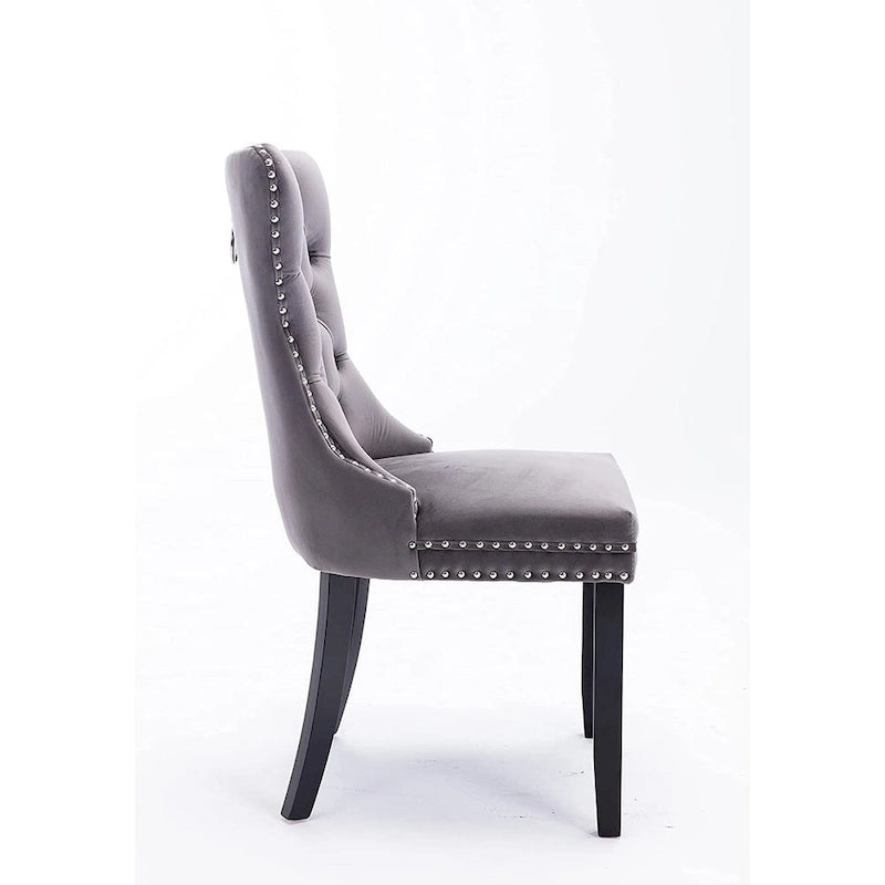 Ensemble de 2 chaises de salle à manger, fauteuil d'appoint capitonné sans accoudoirs avec anneau de dossier et garniture cloutée