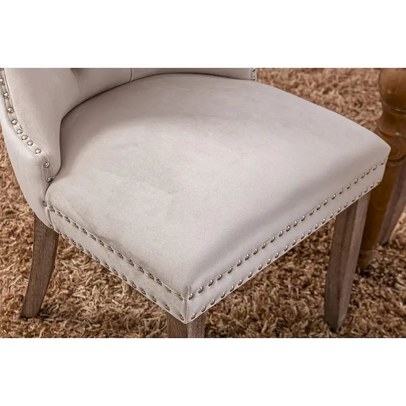 Ensemble de 2 chaises de salle à manger, fauteuil d'appoint capitonné sans accoudoirs avec anneau de dossier et garniture cloutée