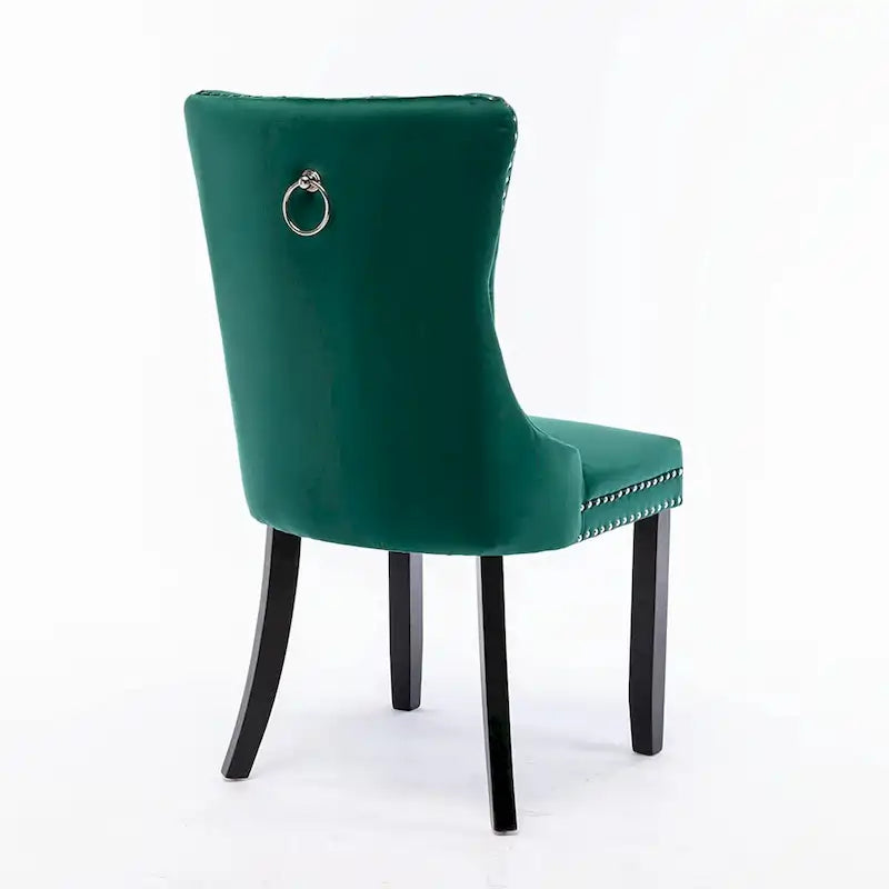 Ensemble de 2 chaises de salle à manger, fauteuil d'appoint capitonné sans accoudoirs avec anneau de dossier et garniture cloutée