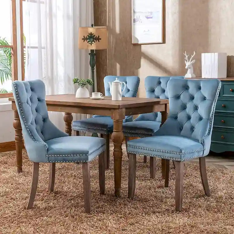 Ensemble de 2 chaises de salle à manger, fauteuil d'appoint capitonné sans accoudoirs avec anneau de dossier et garniture cloutée