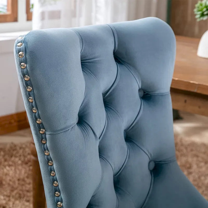 Ensemble de 2 chaises de salle à manger, fauteuil d'appoint capitonné sans accoudoirs avec anneau de dossier et garniture cloutée