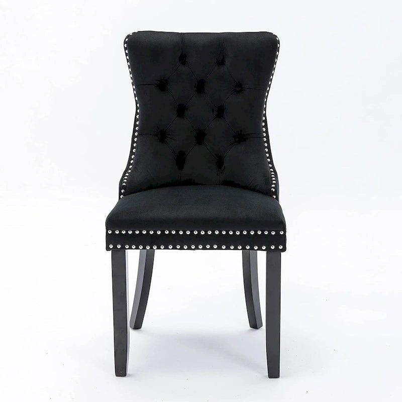 Ensemble de 2 chaises de salle à manger, fauteuil d'appoint capitonné sans accoudoirs avec anneau de dossier et garniture cloutée