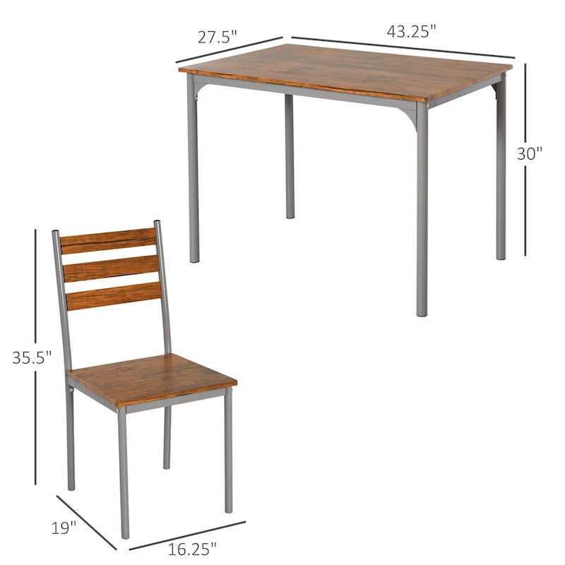 Ensemble de salle à manger moderne HOMCOM 5 pièces en bois : 1 table et 4 chaises avec pieds en métal.