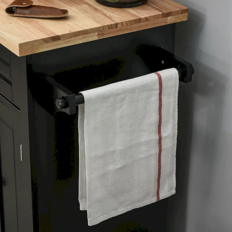 Chariot de cuisine roulant HOMCOM avec plateau en bois d'hévéa, étagère à épices, porte-serviettes et tiroirs pour salle à manger