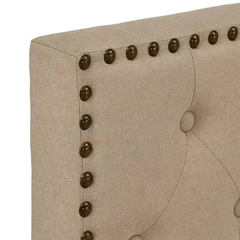 Lit plateforme avec tête de lit en lin cloutée Arlert et rangement par iNSPIRE Q Classic