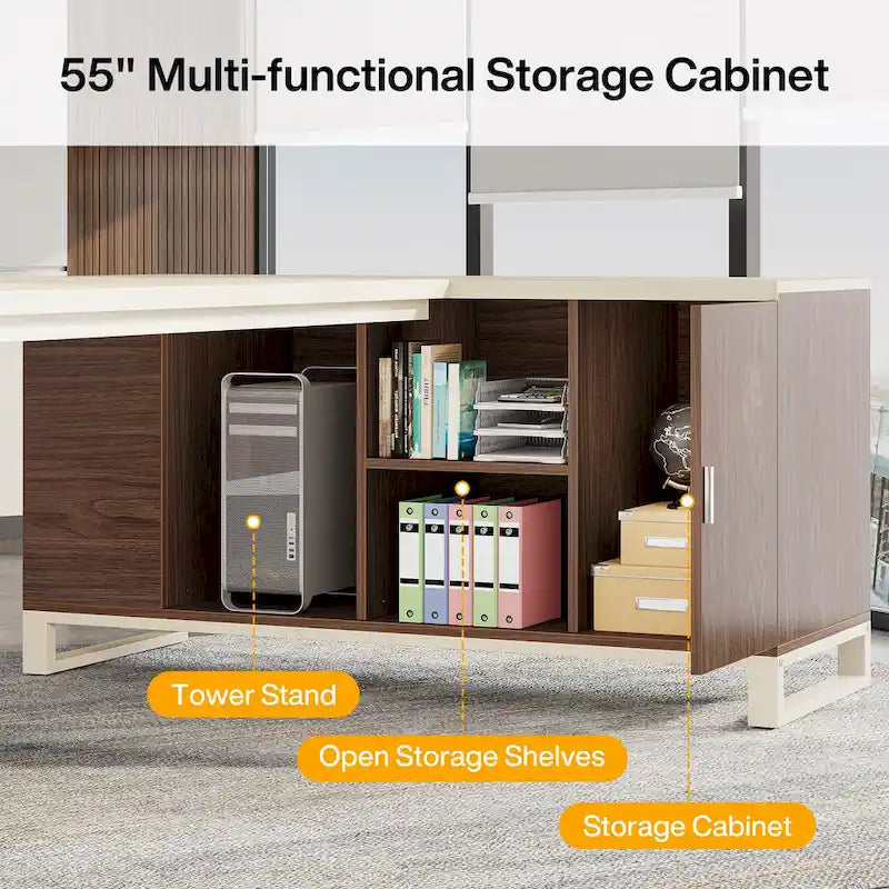 Bureau d'ordinateur en forme de L de 180 cm (70,9 pouces) avec ensemble de classeurs pour bureau à domicile