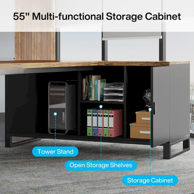 Bureau d'ordinateur en forme de L de 180 cm (70,9 pouces) avec ensemble de classeurs pour bureau à domicile