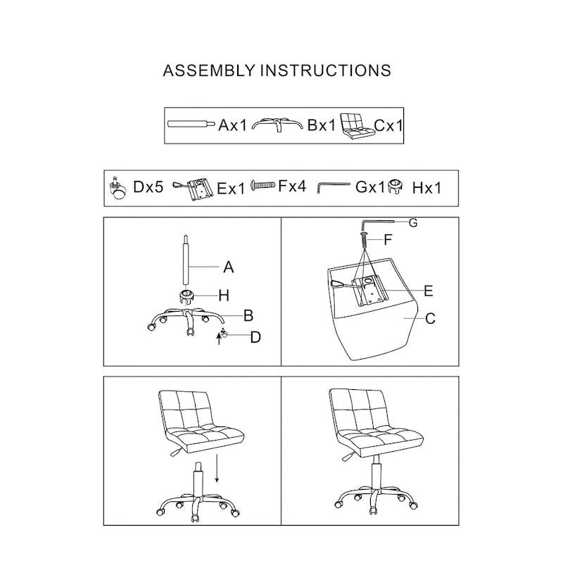 Chaise de bureau TOTO Home Office capitonnée, sans accoudoirs, coussin épais, hauteur réglable 48-64 cm, rouge moderne - Non disponible