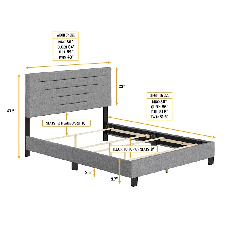 Cadre de lit rembourré en lin Boyd Sleep Cordoba