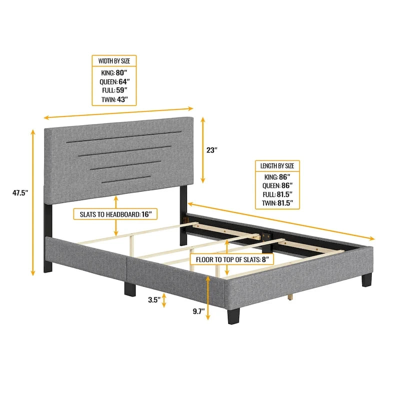 Cadre de lit rembourré en lin Boyd Sleep Cordoba