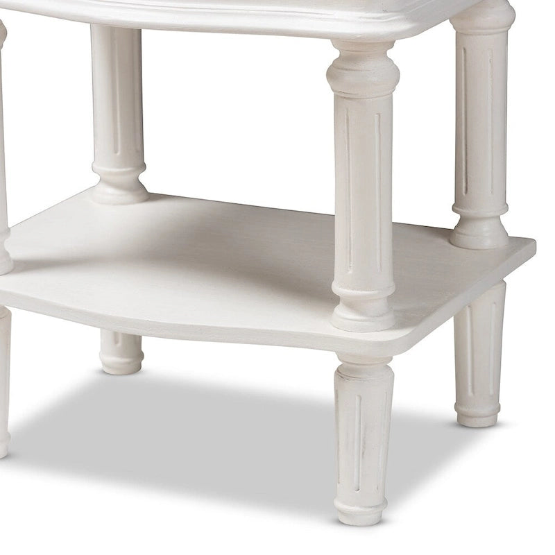 Table de chevet à deux tiroirs, finition blanche style ferme, par Baxton Studio