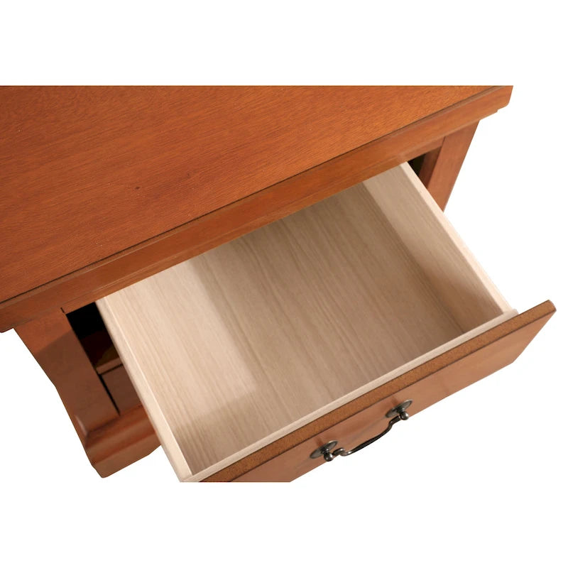 Table de chevet en bois à 2 tiroirs Louis Philippe