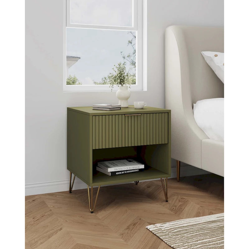 Table de chevet Manhattan Comfort Dumbo style Mid-Century avec 1 tiroir