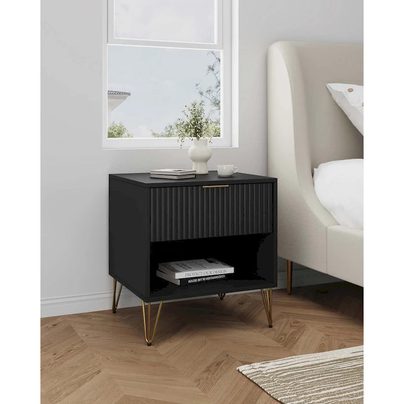 Table de chevet Manhattan Comfort Dumbo style Mid-Century avec 1 tiroir
