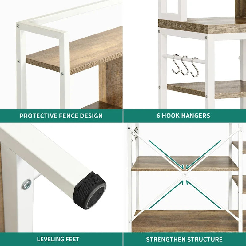 Étagère de rangement utilitaire Moasis Kitchen Bakers Rack avec prises électriques et support pour four à micro-ondes