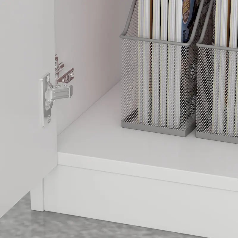 Bureau d'accueil en forme de L avec étagère de rangement par Timechee