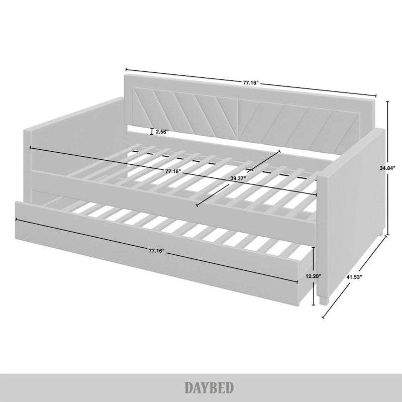 Lit de jour CraftPorch Glam Velvet capitonné, format simple, avec lit gigogne