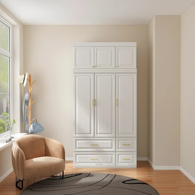 Armoire-penderie moderne autoportante avec grand espace de rangement