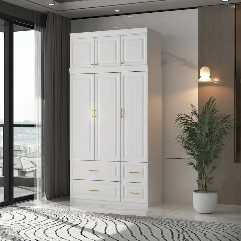 Armoire-penderie moderne autoportante avec grand espace de rangement