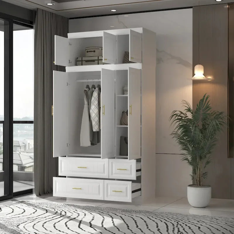 Armoire-penderie moderne autoportante avec grand espace de rangement